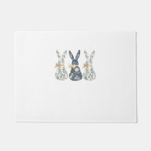 Floral Blue Bunny Cute Happy Easter Day Coquette B Doormat