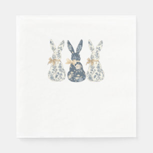 Floral Blue Bunny Cute Happy Easter Day Coquette B Napkin