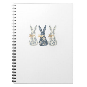 Floral Blue Bunny Cute Happy Easter Day Coquette B Notebook