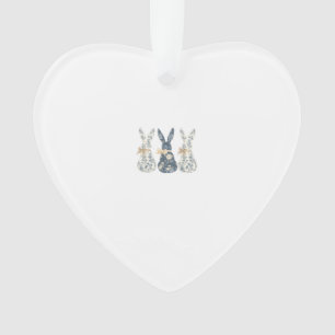 Floral Blue Bunny Cute Happy Easter Day Coquette B Ornament