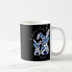Floral Blue Coquette Bow Bunny Easter Mother Ba  Coffee Mug