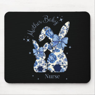 Floral Blue Coquette Bow Bunny Easter Mother By Mouse Pad