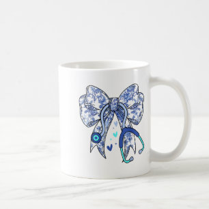 Floral Blue Coquette Bow Nurse Stethoscope Medical Coffee Mug