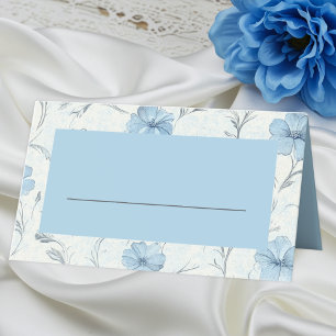 Floral Blue Country Garden Elegant Wedding Escort Place Card