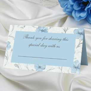 Floral Blue Country Garden Elegant Wedding Place Card