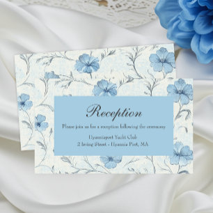 Floral Blue Country Garden t Wedding Receptiion Enclosure Card