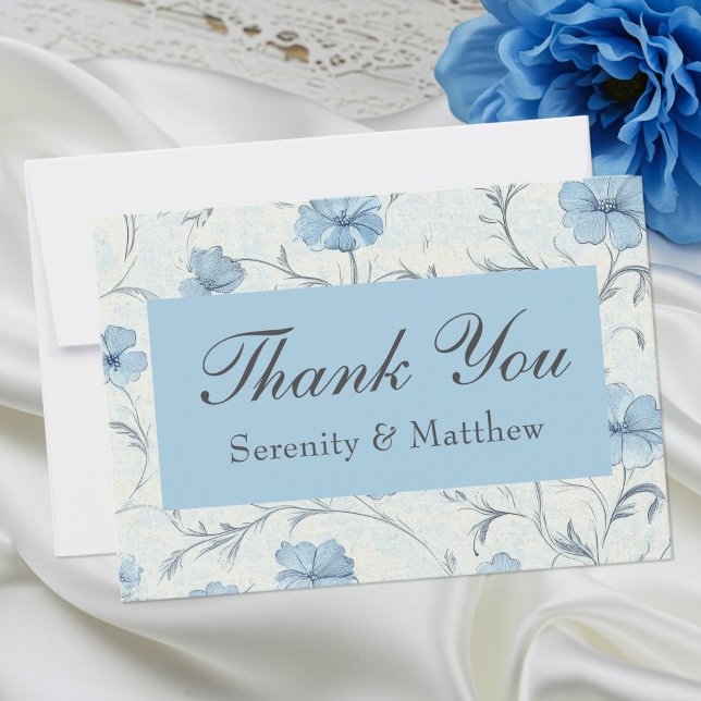 Floral Blue Country Garden Wedding Thank You (Creator Uploaded)