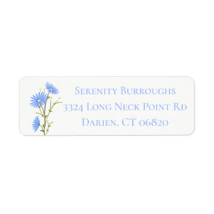 Floral Blue Daisy Flowers - Daisies Wedding Party Return Address Label