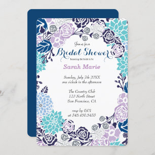 Floral Blue Flower Wreath Party Invitation