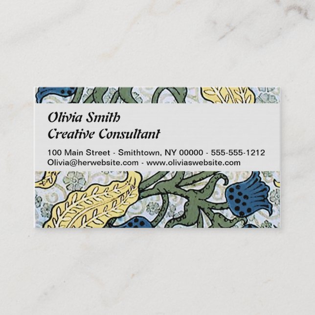 Floral Blue Flowers Lily Valley Repeating Business Card (Front)