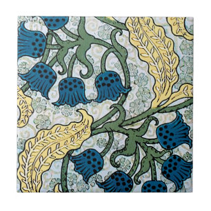 Floral Blue Flowers Lily Valley Repeating Ceramic Tile