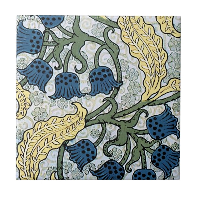 Floral Blue Flowers Lily Valley Repeating Ceramic Tile (Front)