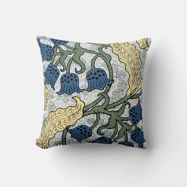 Floral Blue Flowers Lily Valley Repeating Cushion (Front)