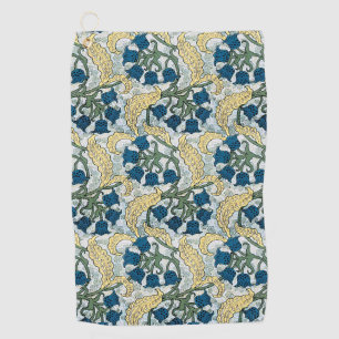 Floral Blue Flowers Lily Valley Repeating Golf Towel