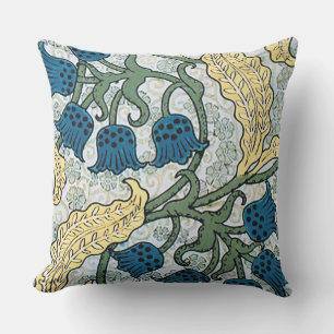 Floral Blue Flowers Lily Valley Repeating Outdoor Cushion
