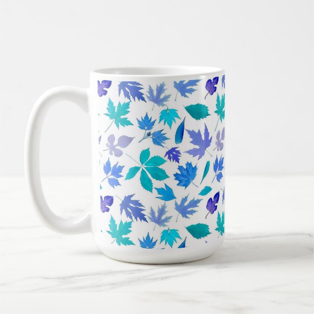 Floral Blue Flowers Pattern Design-36566 Coffee Mug (Left)