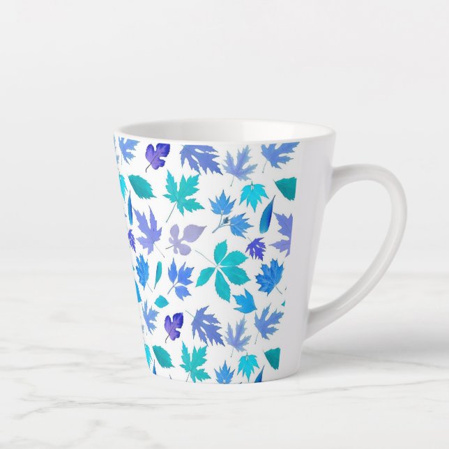 Floral Blue Flowers Pattern Design-36566 Latte Mug (Right)