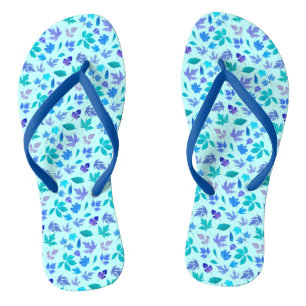 Floral Blue Flowers Pattern Design-36566 Thongs