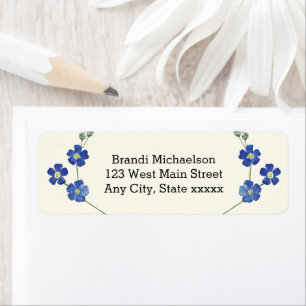 Floral Blue Forget Me Nots Watercolor Flower Return Address Label