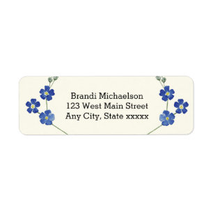 Floral Blue Forget Me Nots Watercolor Flower Return Address Label