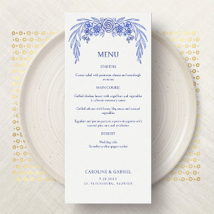 Floral Blue French Wedding Menu