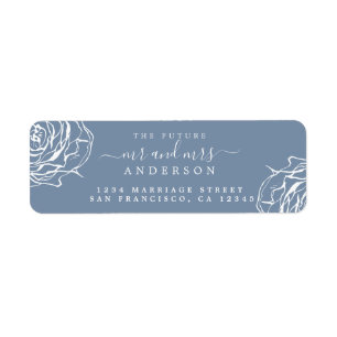 Floral Blue Future Mr Mrs Wedding Return Address L Label