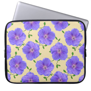 Floral Blue Geranium on any Colour Laptop Sleeve