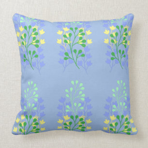 Floral Blue Green and Yellow Pattern Cushion