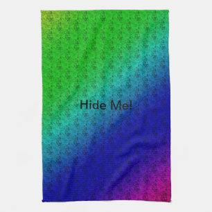 Floral Blue Green Rainbow Gradient Diagonal Blend Tea Towel