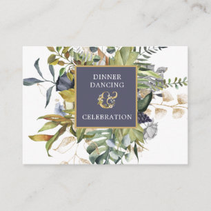 Floral Blue & Green w Ampersand Reception Enclosure Card