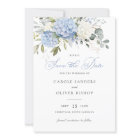 Floral Blue Hydrangea Greenery Wedding Save Date