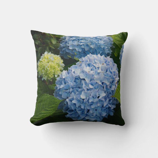 Floral Blue Hydrangea Photo Cushion (Front)