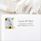 Floral Blue Hydrangea Sunflowers Return Address