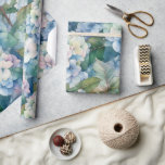 Floral Blue Hydrangea Watercolor Wrapping Paper<br><div class="desc">Beautiful blue hydrangeas in a hand drawn floral watercolor pattern. Pretty shades of blue blending into purple flowers.  Gorgeous and perfect for any occasion.</div>