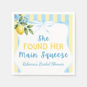 Floral Blue Lemon Main Squeeze Bridal Shower Napkin