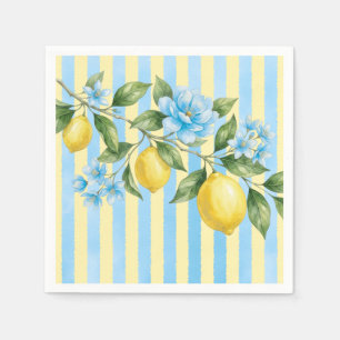Floral Blue Lemon Main Squeeze Bridal Shower Napkin