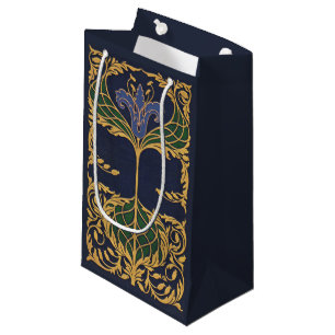 Floral Blue Lily Art Nouveau Small Gift Bag