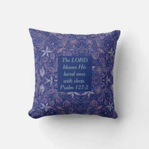 FLORAL Blue   LORD BLESSES WITH SLEEP   Christian Cushion