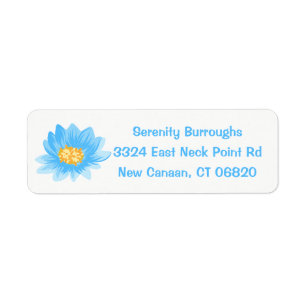 Floral Blue Lotus Flower - Turquoise Wedding Return Address Label