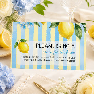 Floral Blue Main Squeeze Bridal Shower Recipe Enclosure Card