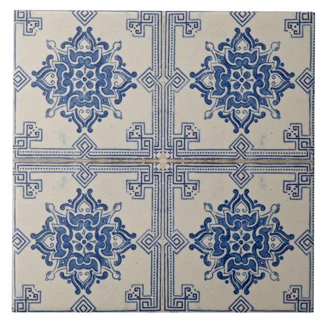 floral blue Modern Portuguese azulejos decorative Ceramic Tile (Front)