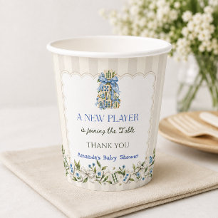 Floral Blue New Player Mahjong Baby Boy Shower Paper Cups