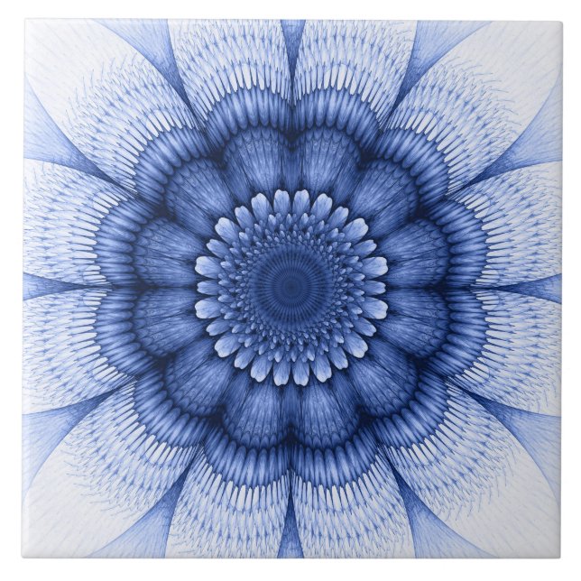 Floral blue pattern ceramic tile (Front)