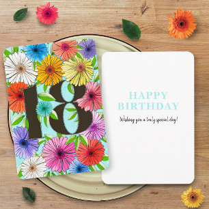 Floral Blue Personalised 18th Birthday Card