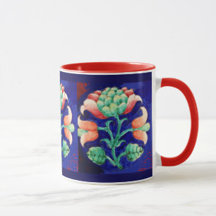 FLORAL , blue pink green Mug