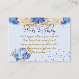 Floral Blue Pumpkin Baby Shower Books For Baby Enclosure Card
