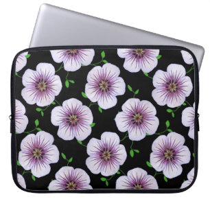 Floral Blue Purple Geranium on any Colour Laptop Sleeve