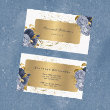 Floral Blue Roses Gold Customisable