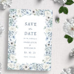 Floral Blue Save The Date<br><div class="desc">Floral Blue Save the Date. Step into a garden of botanical beauty and discover a stunning save-the-date invitation design featuring beautiful hand-painted watercolor florals arranged in a lovely vintage frame. The delicate dusty blue, cream, and white roses and sage green eucalyptus greenery create a rustic elegance, perfect for your special...</div>