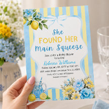 Floral Blue Stripe Main Squeeze Bridal Shower